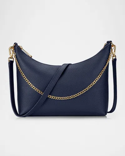 Gigi New York Jules Zip Leather Crossbody Bag In Navy