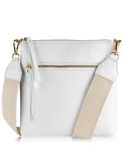 Gigi New York Kit Zip Pebble Leather Crossbody Bag In White