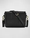 Gigi New York Lily Woven Leather Crossbody Bag In Black