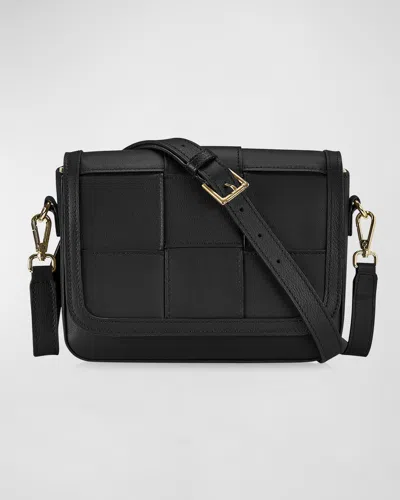 Gigi New York Lily Woven Leather Crossbody Bag In Black