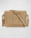 Gigi New York Lily Woven Leather Crossbody Bag In Cappuccino