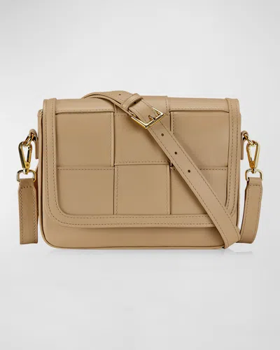 Gigi New York Lily Woven Leather Crossbody Bag In Cappuccino