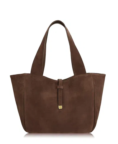 Gigi New York Mercer Suede Laptop Compatible Large Tote Handbag In Brown