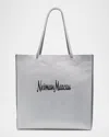 Gigi New York Neiman Marcus Metallic Leather Shopper Tote Bag In Metallic Silver