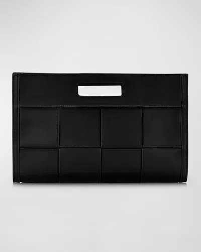 Gigi New York Remy Woven Leather Clutch Bag In Black
