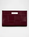 Gigi New York Remy Woven Leather Clutch Bag In Bordeaux
