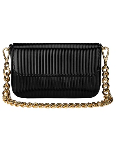 Gigi New York Twiggy Embossed Stripe Leather Shoulder Bag In Black