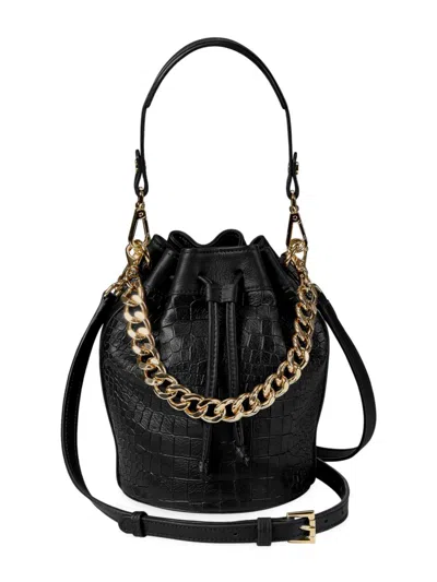 Gigi New York Women's Brooklyn Crocodile-embossed Leather Bucket Bag In Black