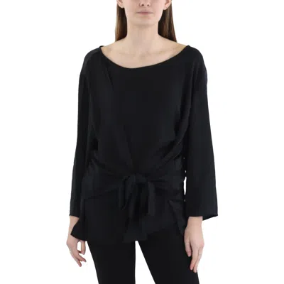 Gigi Parker Womens Wideneck Three Quarter Sleeve Blouse In Black