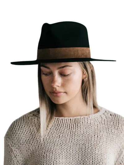 Gigi Pip Miller Fedora Hat In Black/brown In Blue