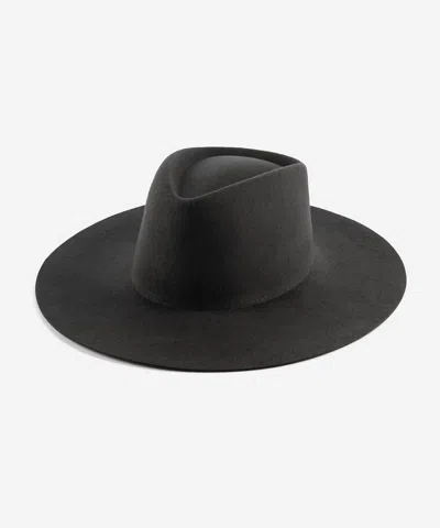 Gigi Pip Women's Dakota Triangle Crown Wide Brim Hat In Dark Grey In Burgundy