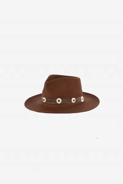 Gigi Pip Women's Zephyr Rancher With Western Leather Concho Band Hat In Dark Oak In Brown