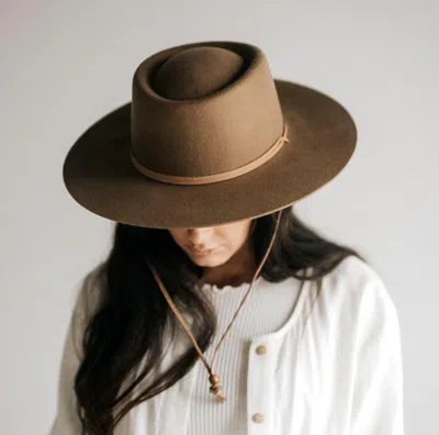 Gigi Pip Wren Flat Brim Telescope Hat In Brown