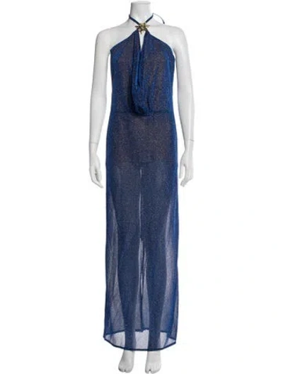Pre-owned Gigi Printed Long Dress In Blue