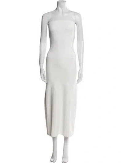 Pre-owned Gigi Strapless Midi Length Dress In White