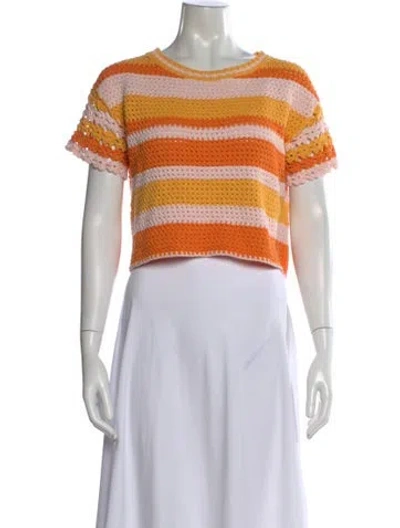 Pre-owned Gigi Striped Crew Neck Sweater In Orange