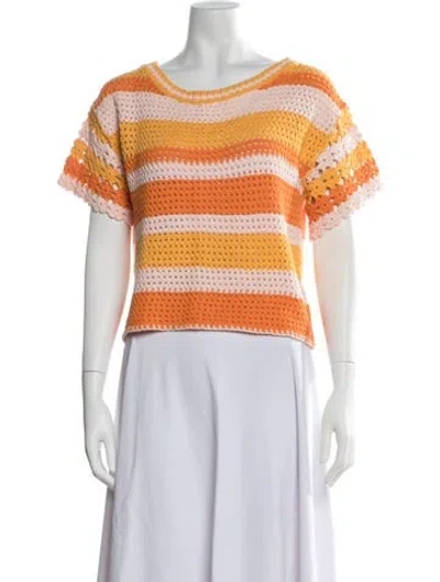Pre-owned Gigi Striped Crew Neck Sweater In Orange