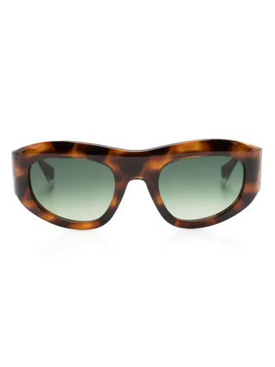 Gigi Studios Galilea Oval-frame Sunglasses In Brown