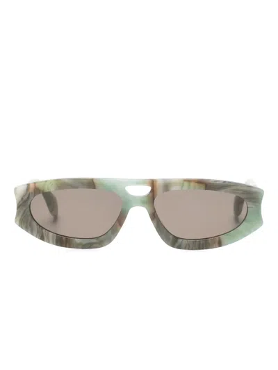 Gigi Studios Geometric Frame Abyss Sunglasses In Green