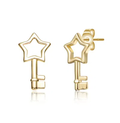 Gigigirl 14k Gold Plated Star Key Drop Earrings For Kids/teens