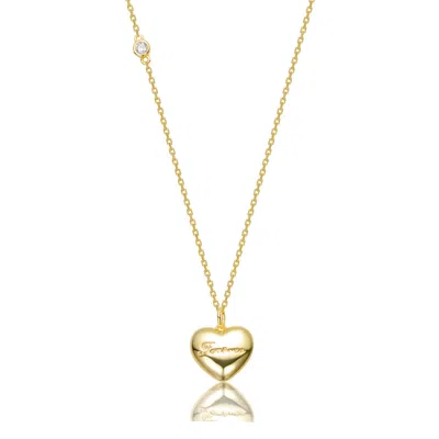 Gigigirl 14k Gold Plated With Clear Cubic Zirconia Heart Design Pendant Necklace For Teens