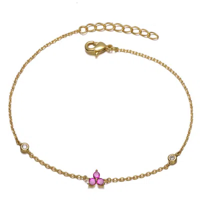 Gigigirl 14k Gold Plated With Colored Cubic Zirconia Chain Link Bracelet For Teens