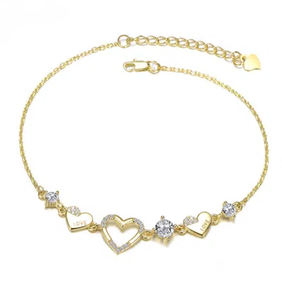 Gigigirl 14k Gold Plated With Colored Cubic Zirconia Hearts Design Bracelet For Kids