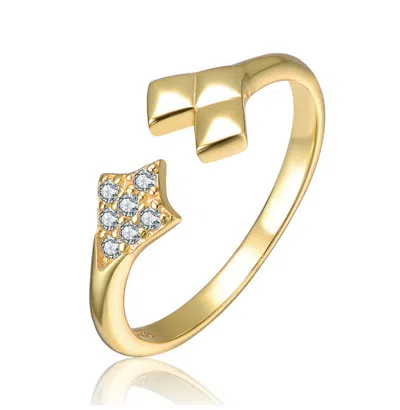Gigigirl 14k Gold Plated With Colored Cubic Zirconia Studded Arrowhead Design Ring For Kids/teens