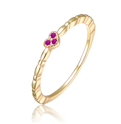 Gigigirl 14k Gold Plated With Colored Cubic Zirconia Whimsical Heart Solitaire Ring For Kids