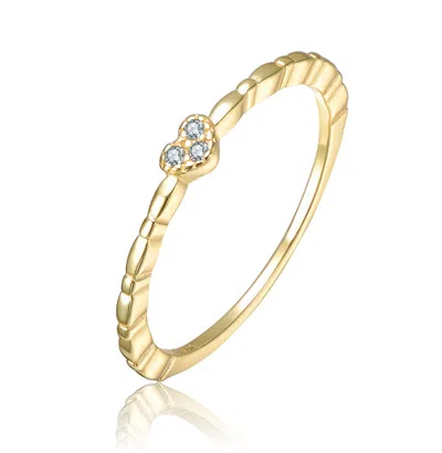 Gigigirl 14k Gold Plated With Colored Cubic Zirconia Whimsical Heart Solitaire Ring For Kids