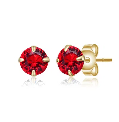 Gigigirl 14k Gold Plated With Colored Round Cubic Zirconia Stud Earrings For Kids/teens/adults
