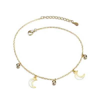 Gigigirl 14k Gold Plated With Crescent Moon & Bead Charm Bracelet For Kids