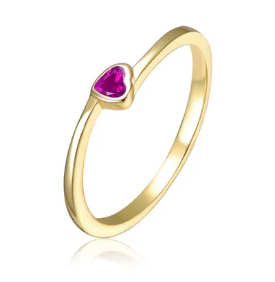 Gigigirl 14k Gold Plated With Heart Colored Cubic Zirconia Solitaire Ring For Kids