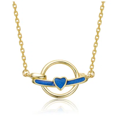 Gigigirl 14k Gold Plated With Intertwined Rings & Colored Enamel Heart Necklace For Kids