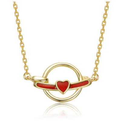 Gigigirl 14k Gold Plated With Intertwined Rings & Colored Enamel Heart Necklace For Kids