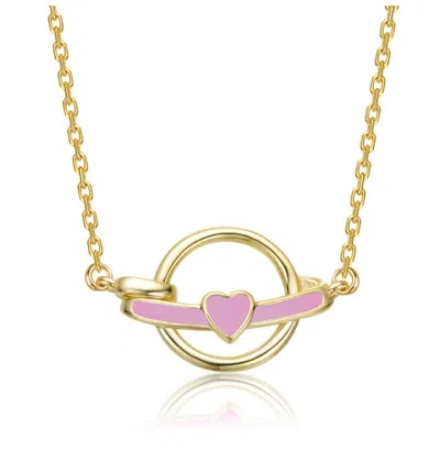 Gigigirl 14k Gold Plated With Intertwined Rings & Colored Enamel Heart Necklace For Kids
