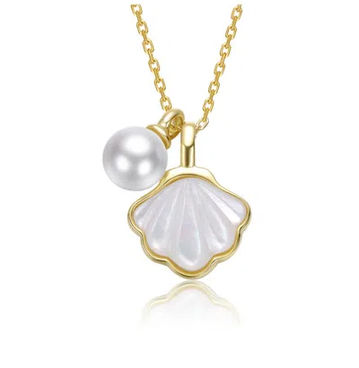 Gigigirl 14k Gold Plated With Mother Of Pearl & Shell Pendant Necklace For Kids