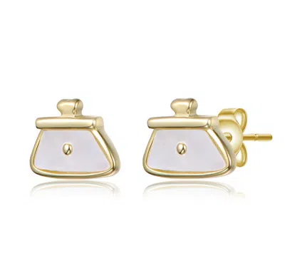 Gigigirl 14k Gold Plated With Mother Of Pearl Stud Earrings For Kids