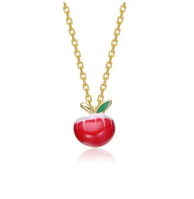 Gigigirl 14k Gold Plated With Red Enamel Apple Pendant Necklace For Kids