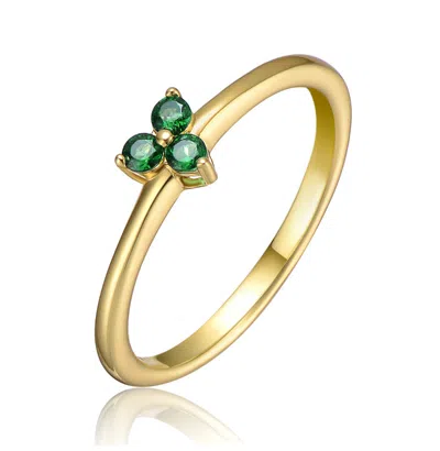 Gigigirl 14k Gold Plated With Triple Cubic Zirconia Solitaire Ring For Kids & Teens