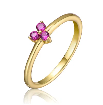 Gigigirl 14k Gold Plated With Triple Cubic Zirconia Solitaire Ring For Kids & Teens