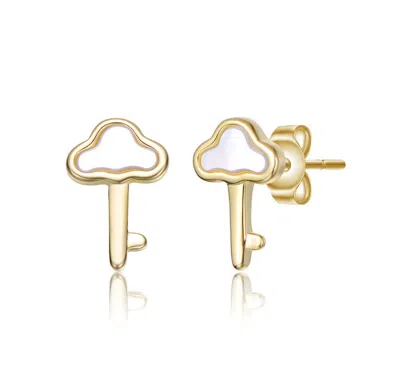 Gigigirl 14k Gold Plated With White Mother Of Pearl Cloud Design Stud Earrings For Kids