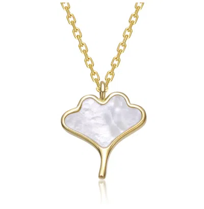 Gigigirl Kids' 14k Gold Plated With White Mother-of-pearl Ginkgo Leaf Design Pendant Necklace
