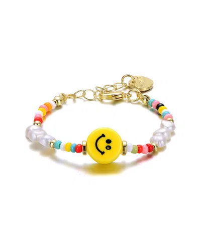 Gigigirl 14k Plated Cz Beaded Bracelet In White