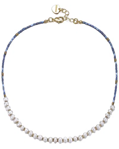 Gigigirl 14k Plated Cz Beaded Necklace In Blue
