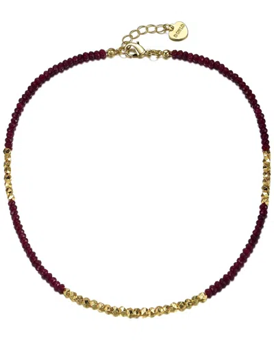 Gigigirl 14k Plated Cz Beaded Necklace In Burgundy