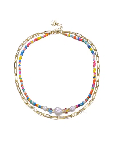 Gigigirl Kids'  14k Plated Cz Beaded Necklace In Gold