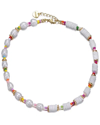 Gigigirl 14k Plated Cz Beaded Necklace In White