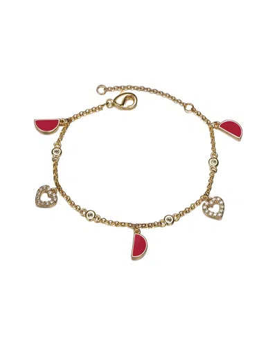 Gigigirl 14k Plated Cz Charm Bracelet In Red