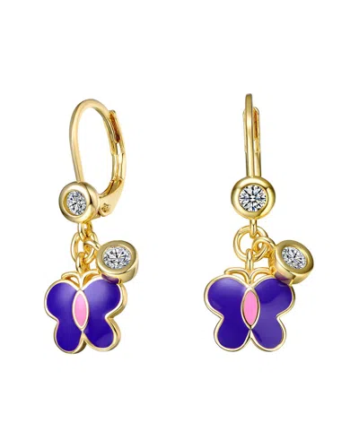 Gigigirl 14k Plated Cz Dangle Earrings In Blue